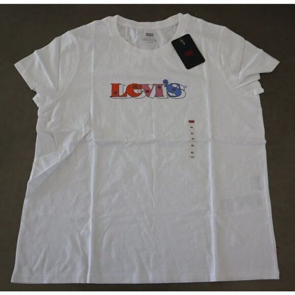 Levi's 173691772 Women's Sz XL White Perfect Floral Logo Graphic T-Shirt - Picture 1 of 6